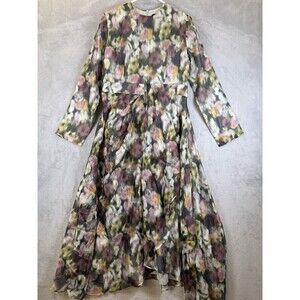 New Spring Dress Large Floral Long Sleeve Modest Maxi Midi Feminine